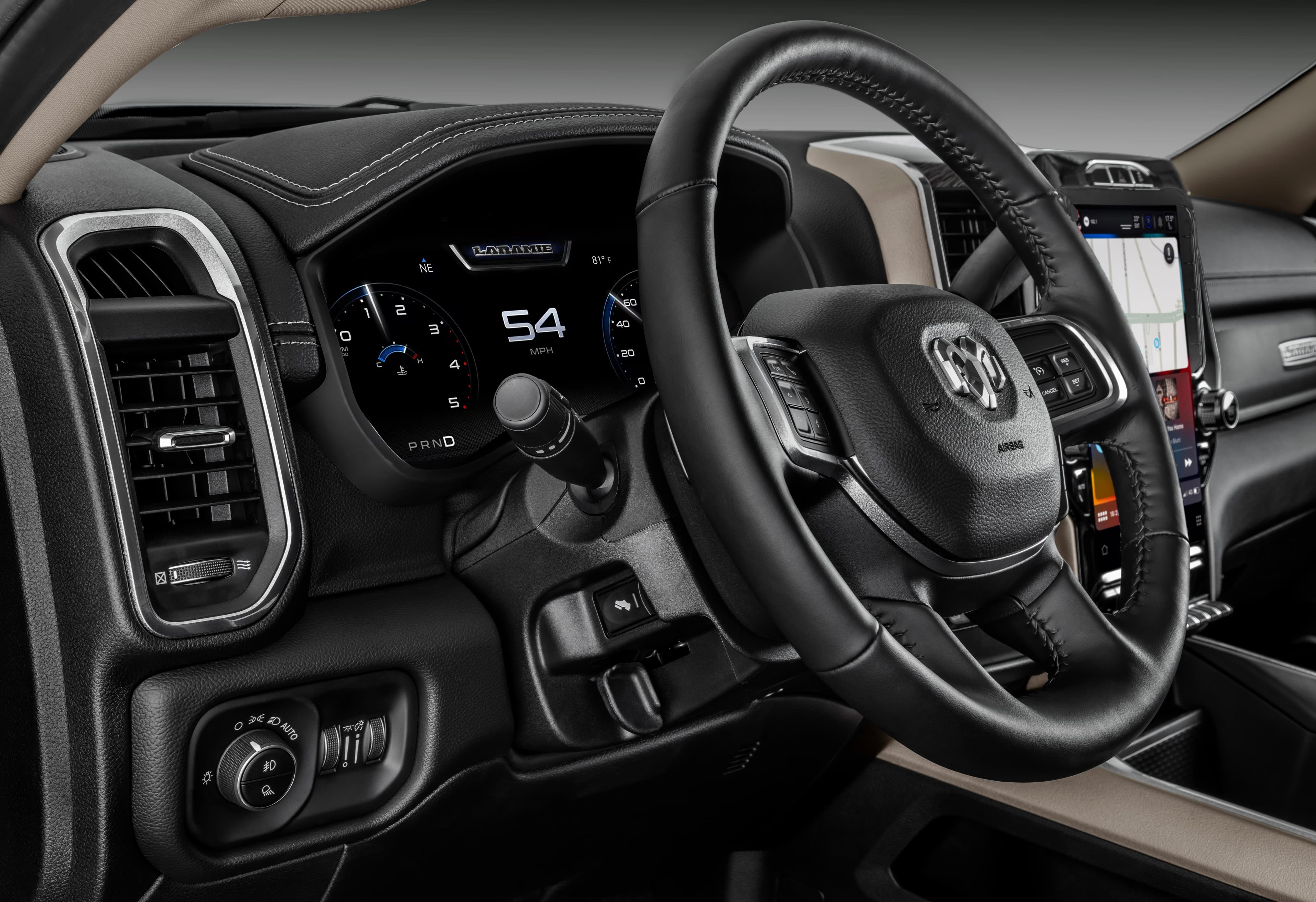 Foto do volante do carro